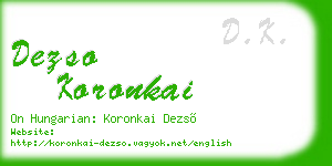 dezso koronkai business card